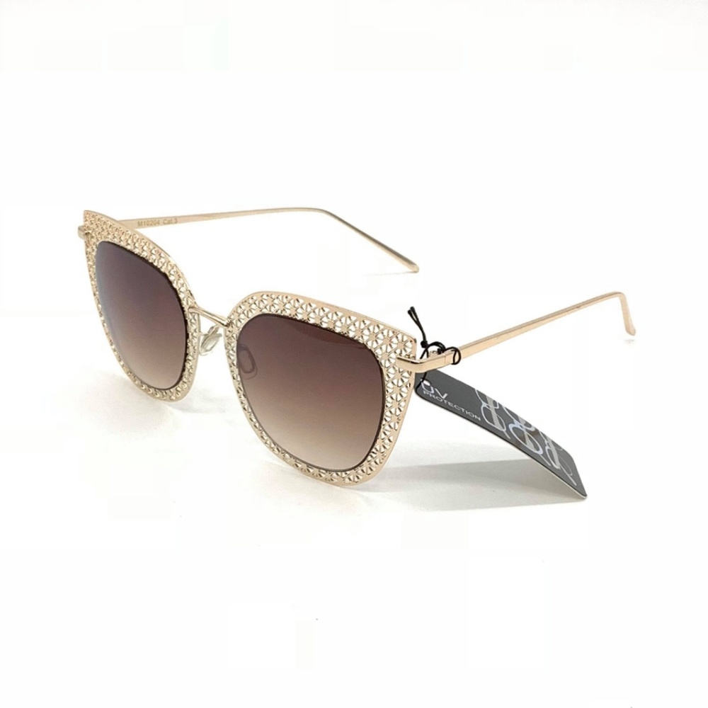 Gold on Bronze Metal Mesh Cat Eye Sunglasses
